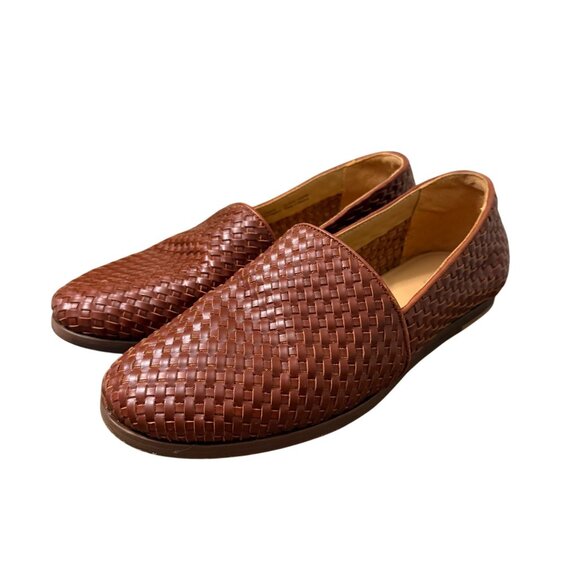 Nisolo Brown Mens 10.5 Alejandro Leather Woven Slip On Casual Flats Loafer Shoes - Picture 1 of 9